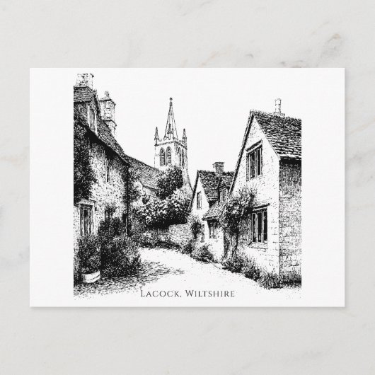 Lacock Village Sketch, Wiltshire England   ポストカード (正面)