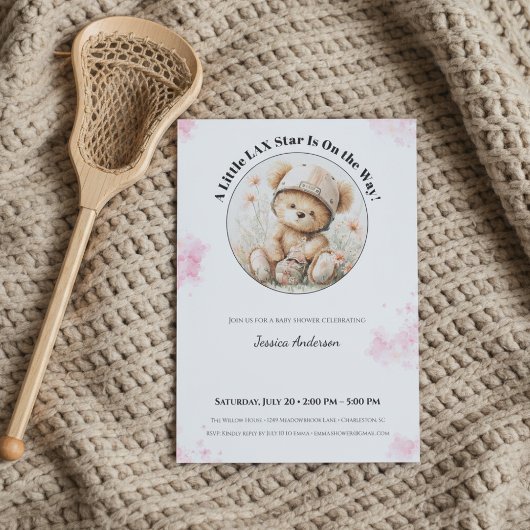Lacrosse Baby Shower Invitation for Girl シーズンカード