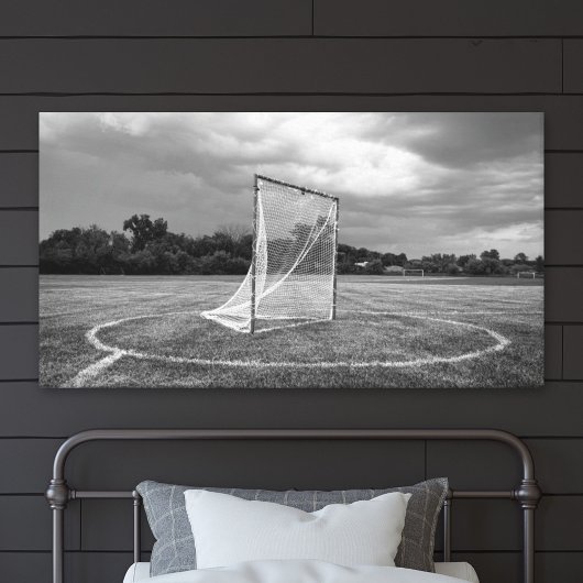 Lacrosse Goal Black White Outdoor Scenic Photo キャンバスプリント