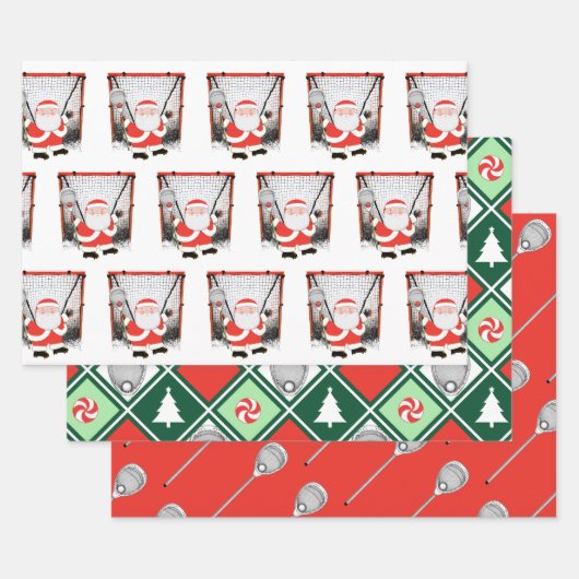 Lacrosse Goalie Holiday Gift Wrapping Paper ラッピングペーパーシート (セット)