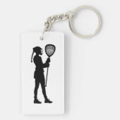 Lacrosse Goalie Silhouette Double Sided Keychain キーホルダー (裏面)