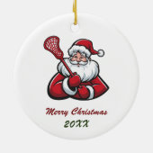 Lacrosse Merry Christmas Cute Santa Claus Custom セラミックオーナメント (裏面)