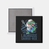 Lacrosse-o-saurus T Rex Dinosaur With Lacrosse Sti マグネット (正面/裏面)