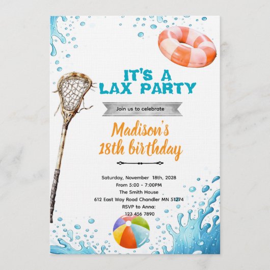 Lacrosse pool party invitation 招待状 (正面)