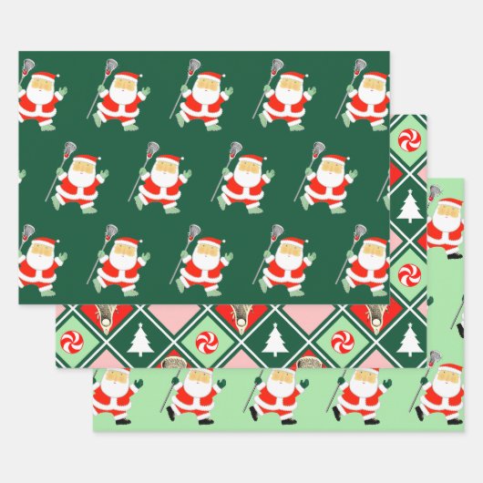 Lacrosse Sports Holiday Gift Wrapping Paper ラッピングペーパーシート (セット)