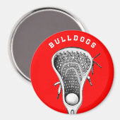 Lacrosse Team Red Sports Gift マグネット (正面/裏面)