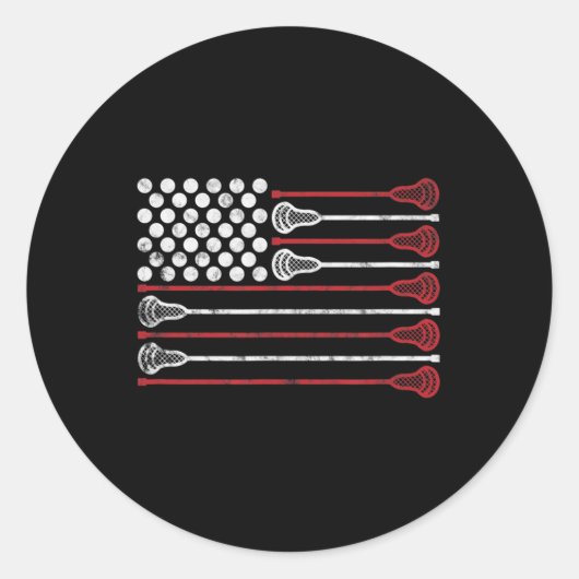 Lacrosse USA Flag Lax  ラウンドシール (正面)