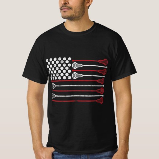 Lacrosse USA Flag Lax Tシャツ (正面)