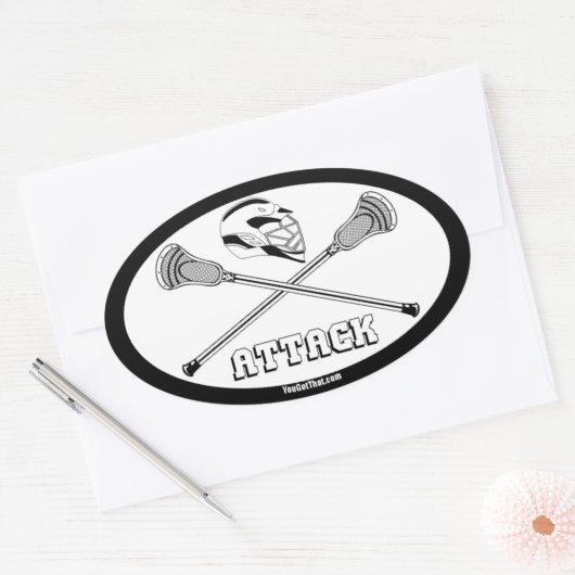 lacrosse white sticks attack 楕円形シール (封筒)