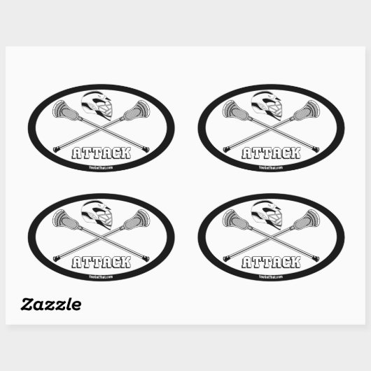lacrosse white sticks attack 楕円形シール (シート)