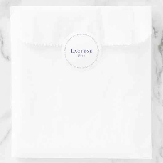 Lactose-Free Request Sticker, White - Navy ラウンドシール (バッグ)