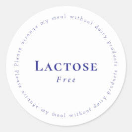 Lactose-Free Request Sticker, White - Navy ラウンドシール
