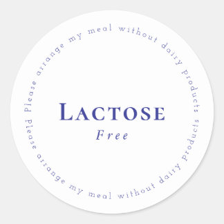 Lactose-Free Request Sticker, White - Navy ラウンドシール