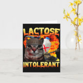 Lactose Intolerant Silly Cat Meme Funny Saying Cat カード (黄色い花)