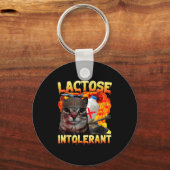 Lactose Intolerant Silly Cat Meme Funny Saying Cat キーホルダー (正面)