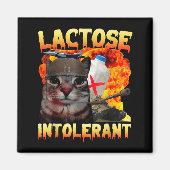 Lactose Intolerant Silly Cat Meme Funny Saying Cat マグネット (正面)