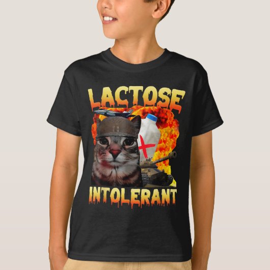 Lactose Intolerant Silly Cat Meme Funny Saying Cat Tシャツ (正面)