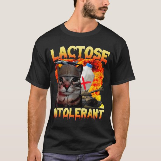 Lactose Intolerant Silly Cat Meme Funny Saying Cat Tシャツ (正面)
