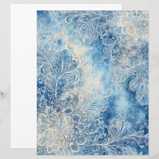 Lacy Blue Scrapbooking Paper (正面/裏面)