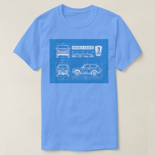 Lada Niva仕様ブループリント Tシャツ (デザイン正面)