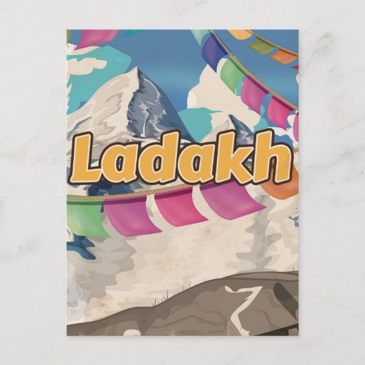 Ladakh, India Vintage旅行ポスター ポストカード (正面)