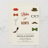 Ladies and Gents Couples Shower 招待状 (正面/裏面)