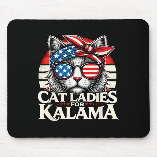 Ladies For Kamala Harris 2024 Chilless Cat Lady F マウスパッド (正面)