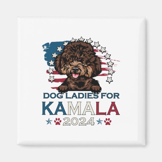 Ladies For Kamala Harris 2024 Poodle Dog America マグネット (正面)