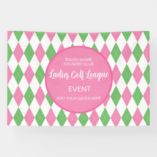 Ladies Golf League Pink Green Argyle Custom Banner 横断幕 (横)
