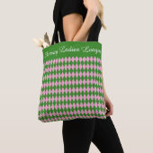 Ladies Golf League Tote Bag – Pink & Green Argyle  トートバッグ (クローズアップ)