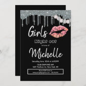 Ladies Night Birthday Lips Party 招待状 (正面/裏面)