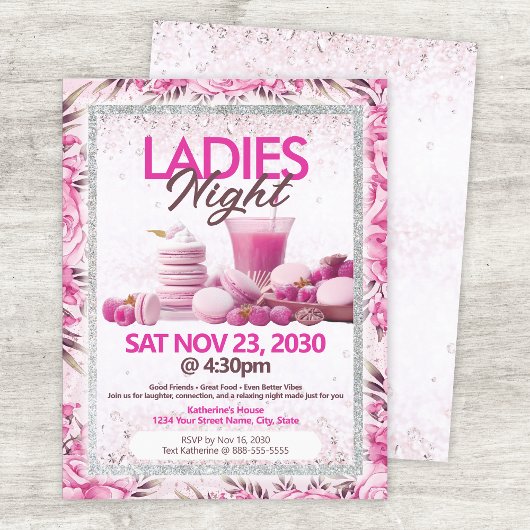 Ladies Night Party Pink Flyer Template チラシ