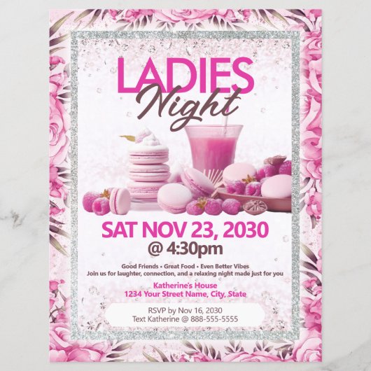 Ladies Night Party Pink Flyer Template チラシ (正面)