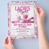 Ladies Night Party Pink Flyer Template チラシ (手)