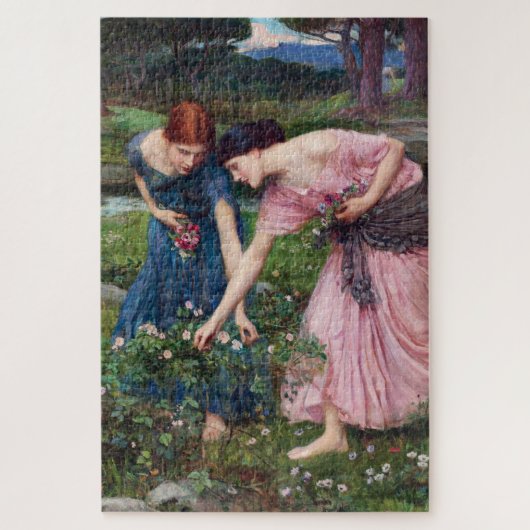 Ladies Picking Roses, John William Waterhouse ジグソーパズル (縦)