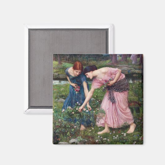 Ladies Picking Roses, John William Waterhouse マグネット (正面/裏面)