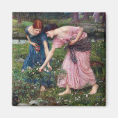 Ladies Picking Roses, John William Waterhouse マグネット (正面)