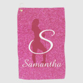 LADIES PINK GLITTER ゴルフタオル (正面)