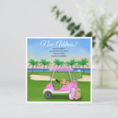 Ladies Pink Golf Cart Moving Boxes Beach Golf  案内状 (スタンド正面)