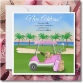 Ladies Pink Golf Cart Moving Boxes Beach Golf  案内状