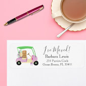 Ladies Pink Golf Cart  Moving Boxes Golf Course ラベル