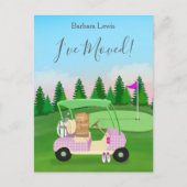 Ladies Pink Golf Cart  Moving Boxes Golf Course 案内ポストカード (正面)