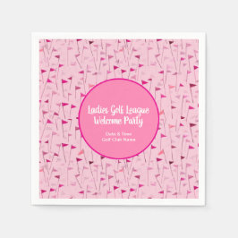 Ladies Pink Golf Flag Paper Napkins スタンダードカクテルナプキン