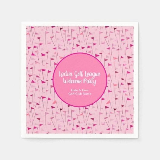 Ladies Pink Golf Flag Paper Napkins スタンダードカクテルナプキン (正面)