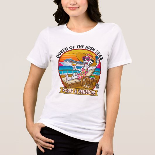 Ladies Queen of The High Seas - Front Print トライブレンドＴシャツ (正面)
