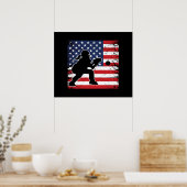 Ladies Softball Catchers Gear Stuff USA Flag ポスター (キッチン)