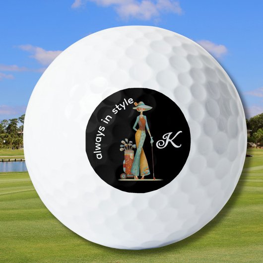 Ladies Stylish Golfer Personalized Name  ゴルフボール