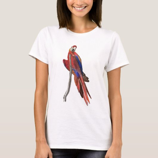 Ladies t-shirt with scarlet macaw design tシャツ (正面)