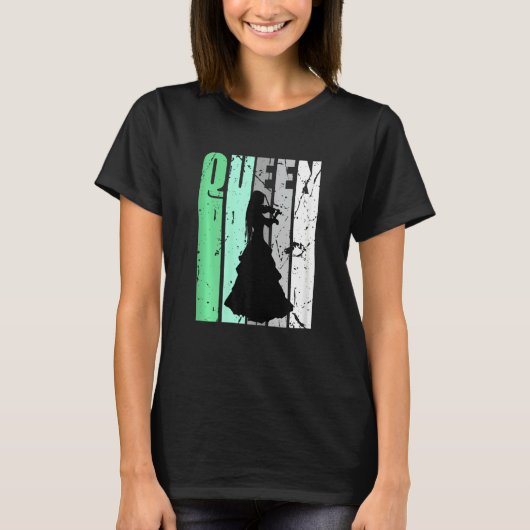 Ladies Violinist Queen Cute Cool Design Motivate V Tシャツ (正面)