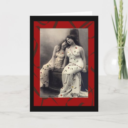 Ladies with long hair Victorian note cards カード (正面)